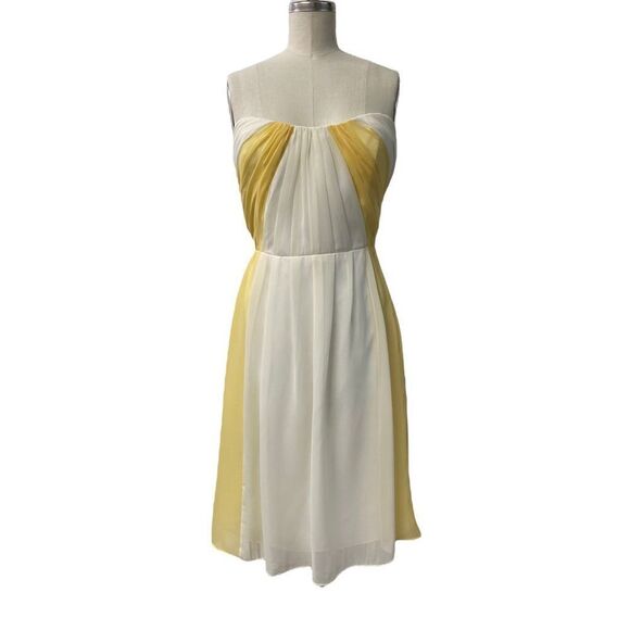 JIM HJELM yellow white chiffon bridsmade party dress - Picture 1 of 7